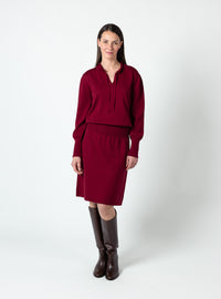 Robe femme en laine fine mérinos rouge bourgogne