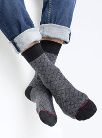 mi chaussettes jacquard laine noir gris fabriquées en France