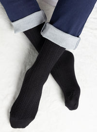 mi chaussettes laine et soie noires fabriquées en France