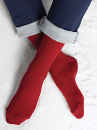 mi chaussettes laine et soie rouges fabriquées en France