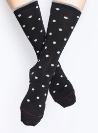 mi chaussettes mixtes à pois gris fabriquées en France