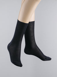 Mi-chaussettes mixte en laine bleu marine