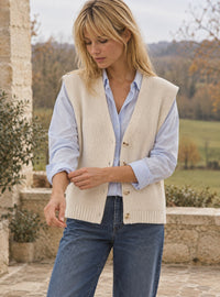gilet sans manche laine beige 