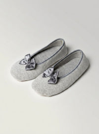 Chaussons ballerines femme gris chiné