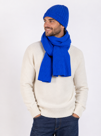 Écharpe mixte en laine mérinos bleu tonique