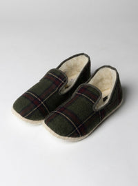 Charentaises homme carreaux vert kaki