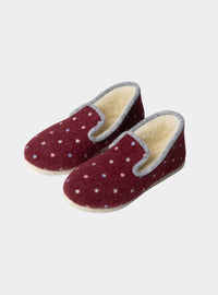 Charentaises femme laine rouge bordeaux