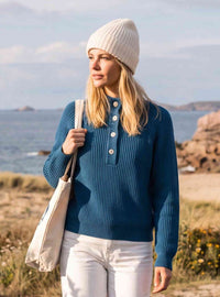 pull laine chaud femme bleu
