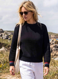 Pull maille perlée mohair noir Elsa
