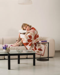 Grand plaid en laine mérinos beige/ocre