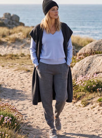 pull col V laine mérinos bleu ciel